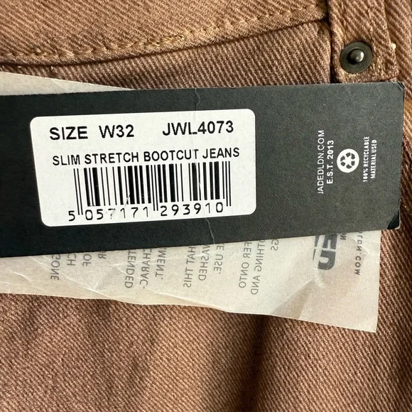 Jaded London Slim Stretch Bootcut Jeans Size W32 Pink/Brown/ Tan - Picture 9 of 9